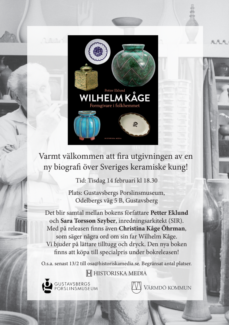 Inbjudan till release om Wilhelm Kåge-biografi