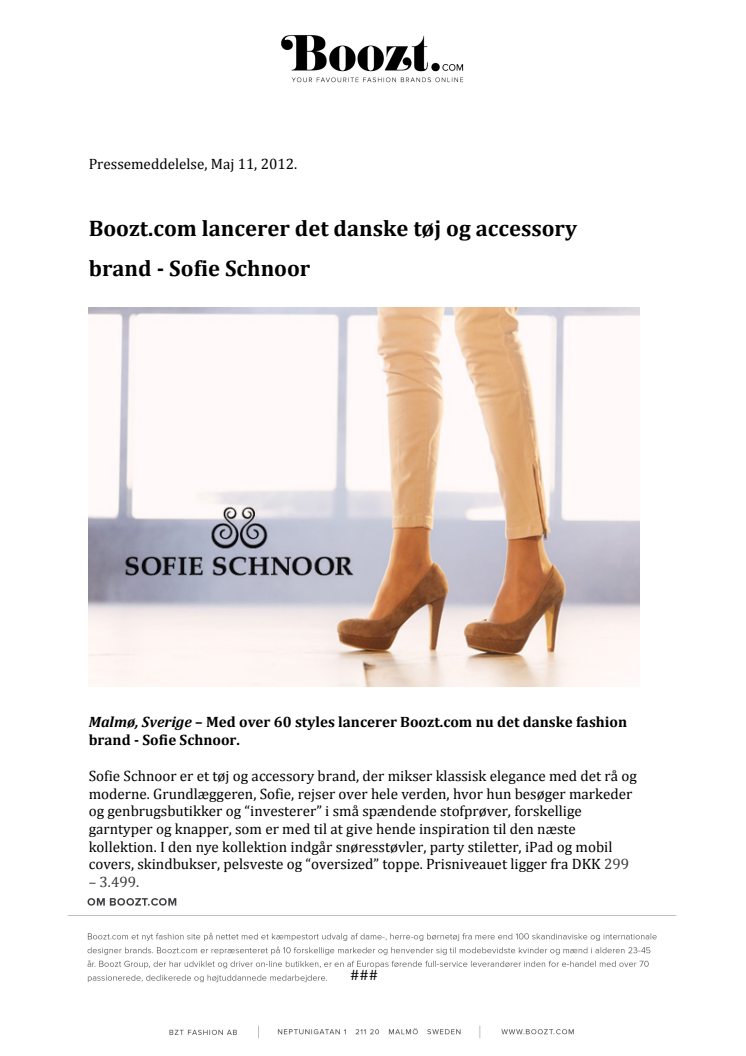Boozt.com lancerer det danske tøj og accessory brand - Sofie Schnoor