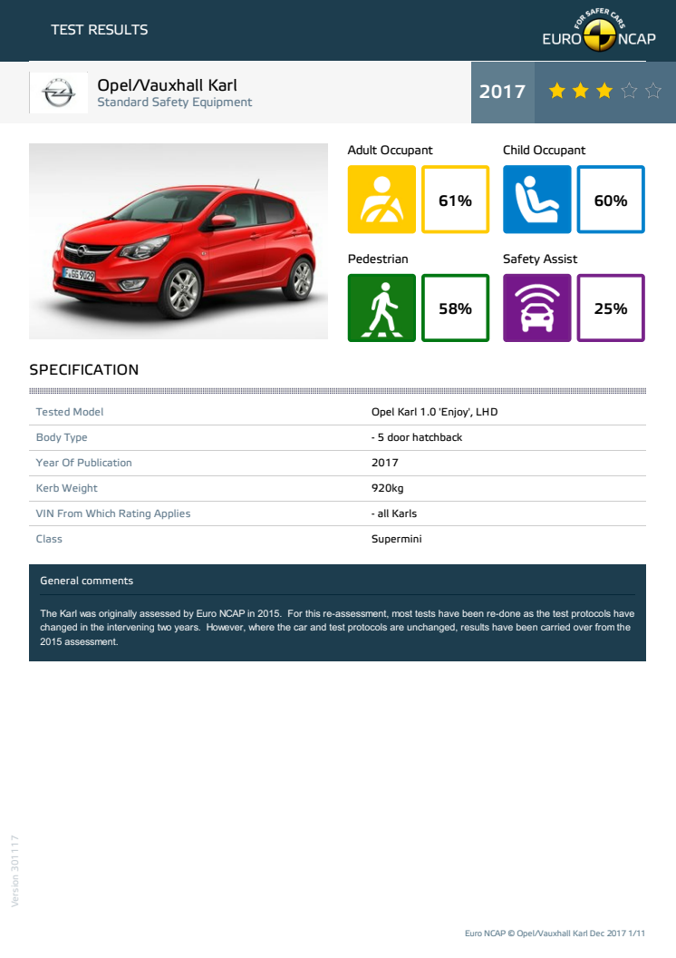 Vauxhall Karl datasheet - Dec 2017