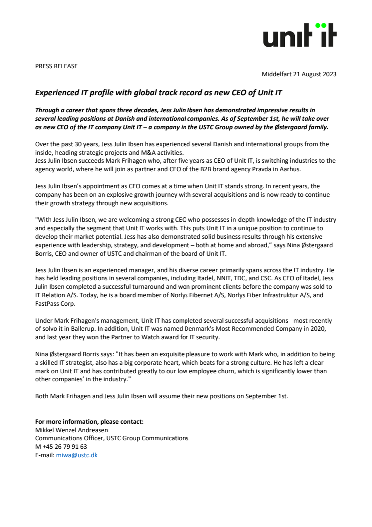Press Release_Experienced IT profile with global results to be new CEO for Unit IT.pdf