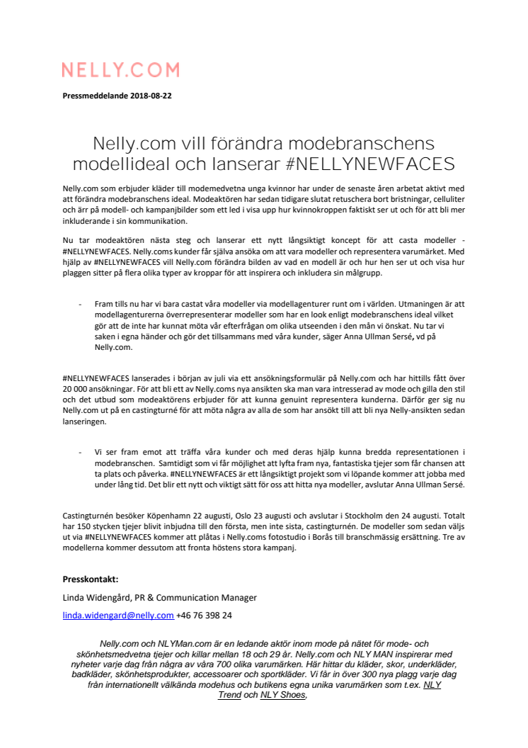 Nelly.com vill förändra modebranschens modellideal och lanserar #NELLYNEWFACES  