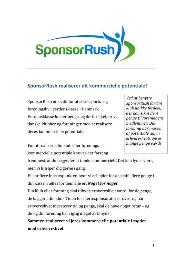 Hvorfor vælge SponsorRush?
