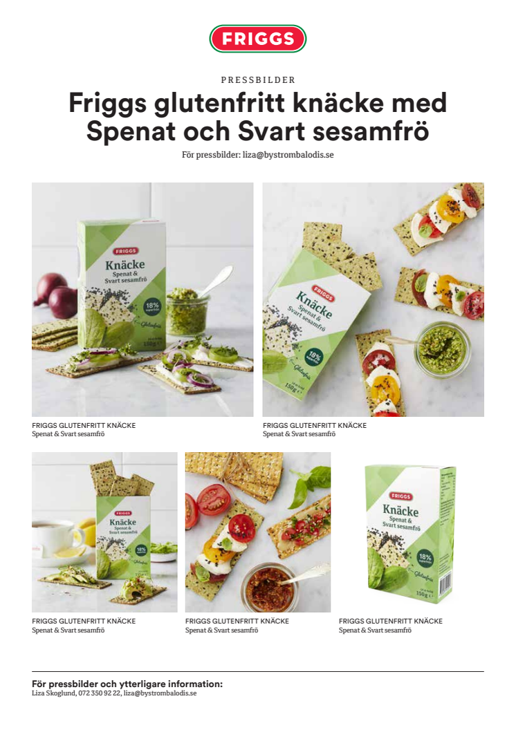 Friggs bildblad - Friggs glutenfritt knäcke med Spenat och Svart Sesamfrö