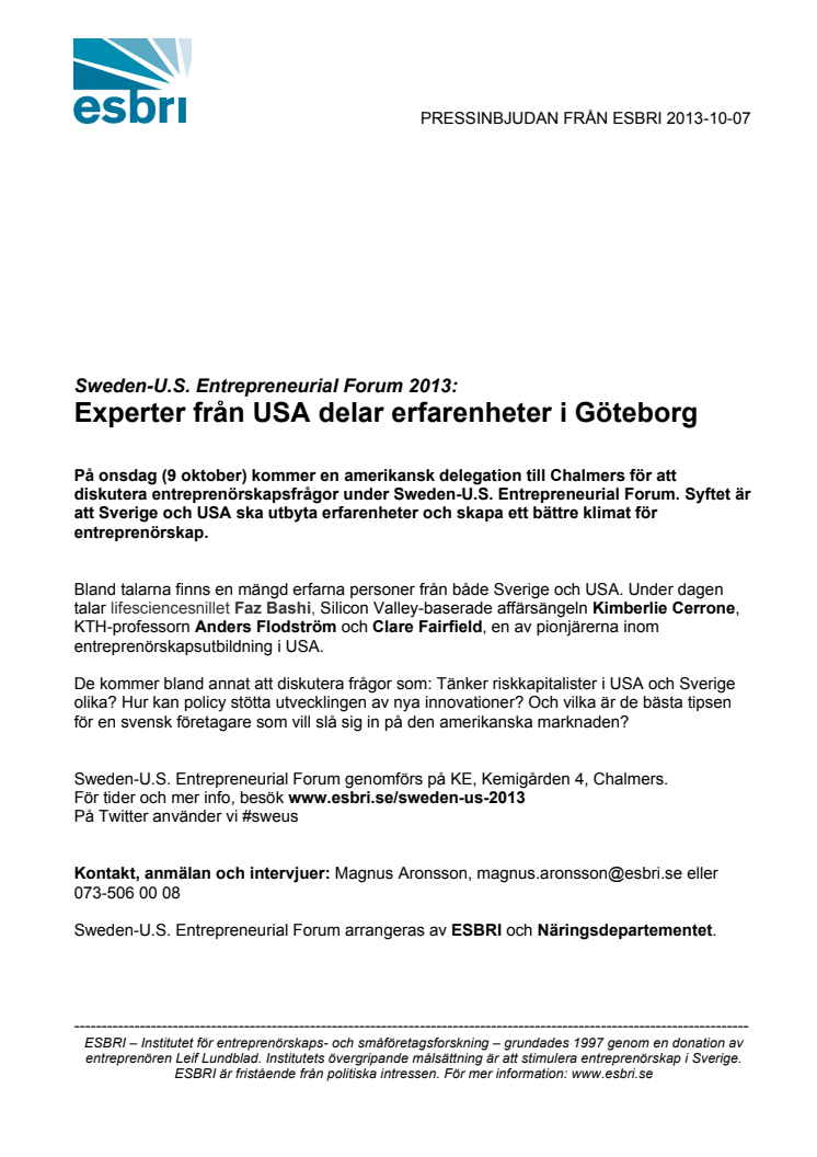 Experter från USA delar erfarenheter i Göteborg