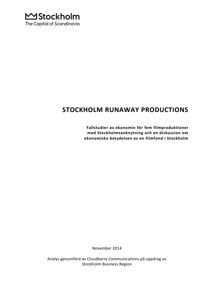 Filmfond: Stockholm Runaway Productions 2014