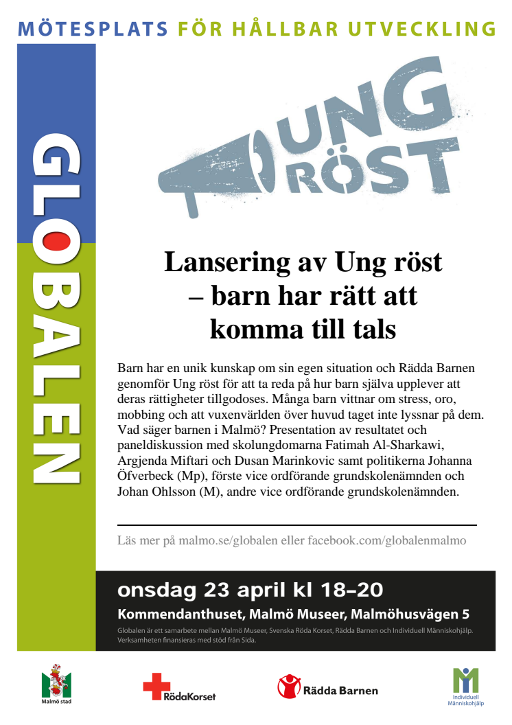 Lansering av Ung röst – barn har rätt att komma till tals