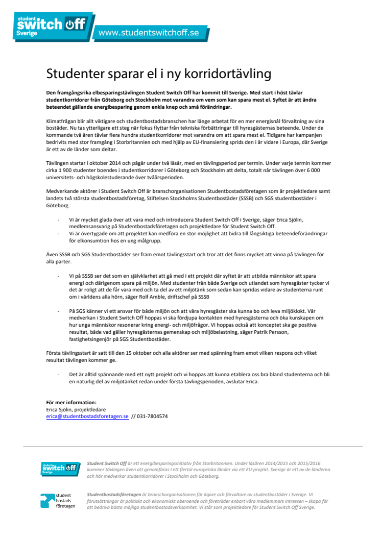 Studenter sparar el i ny korridortävling