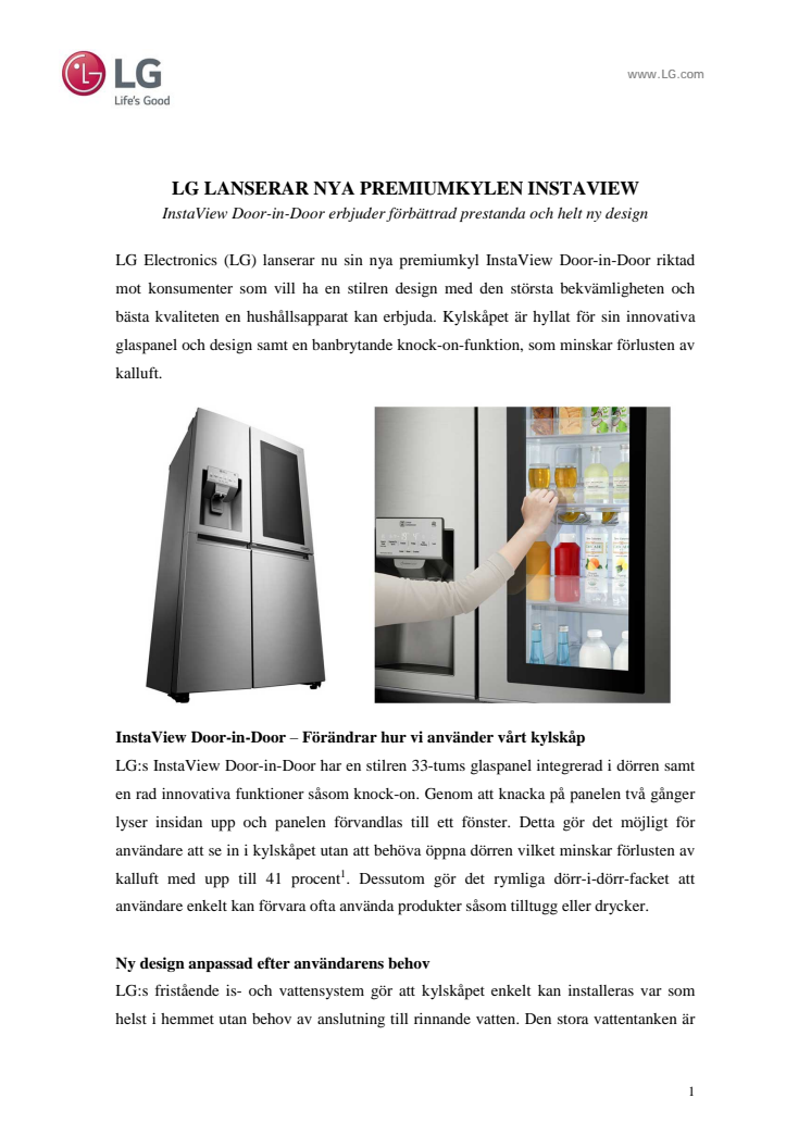 LG LANSERAR NYA PREMIUMKYLEN INSTAVIEW