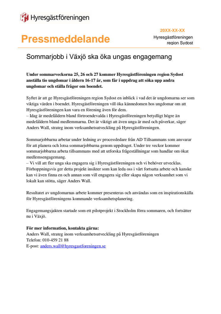 Sommarjobb i Växjö ska öka ungas engagemang