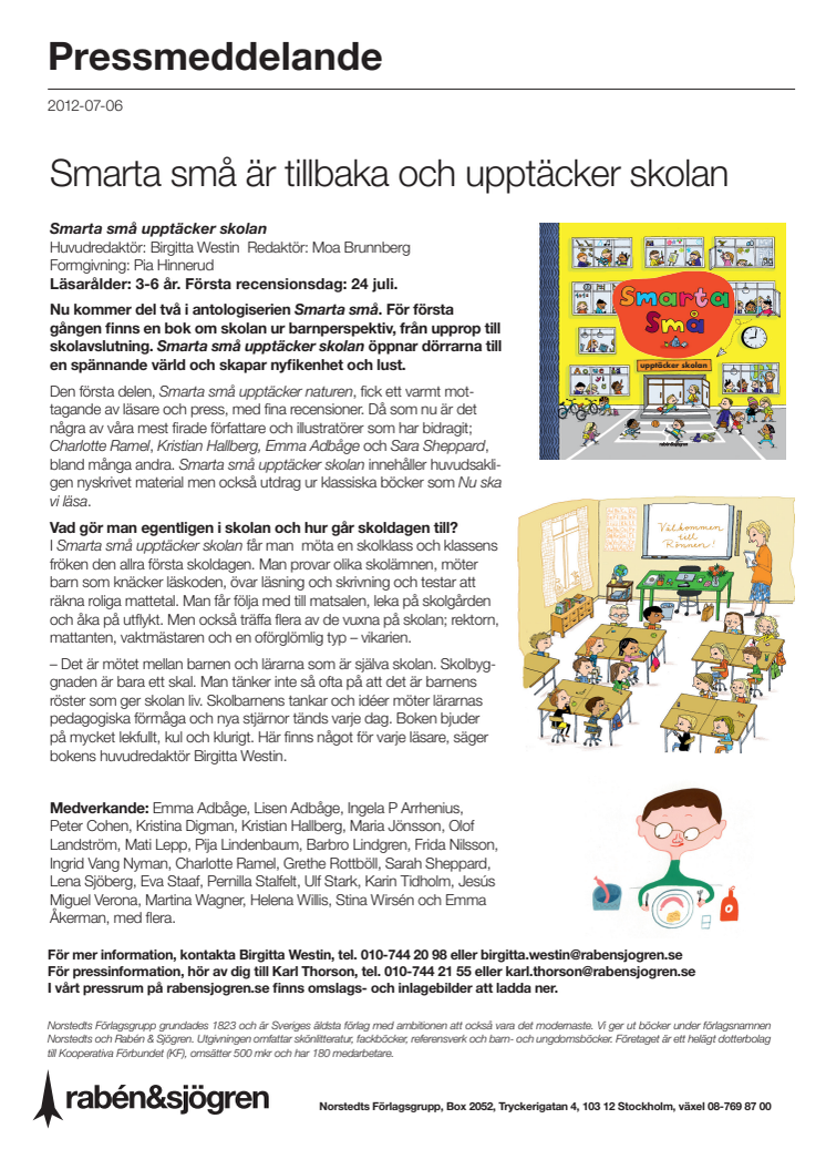 Smarta små är tillbaka och upptäcker skolan - ny antologi skapar nyfikenhet inför skolstarten