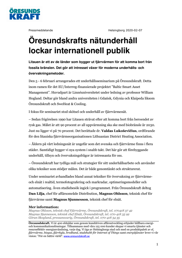 Öresundskrafts nätunderhåll lockar internationell publik