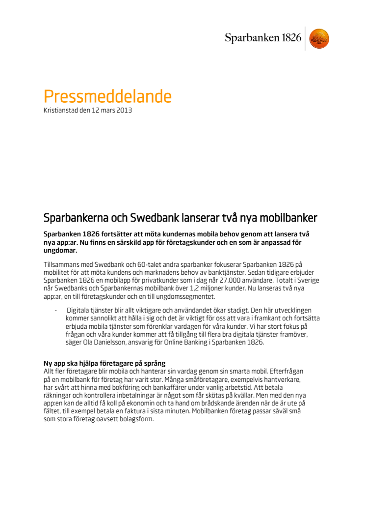 Sparbankerna och Swedbank lanserar två nya mobilbanker  