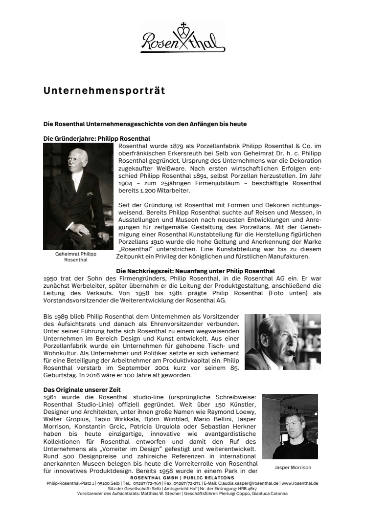 Rosenthal Unternehmensportrait 2018