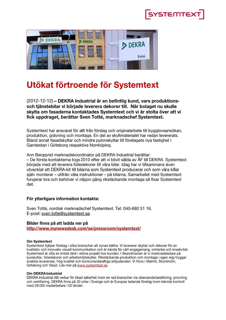 Utökat förtroende för Systemtext