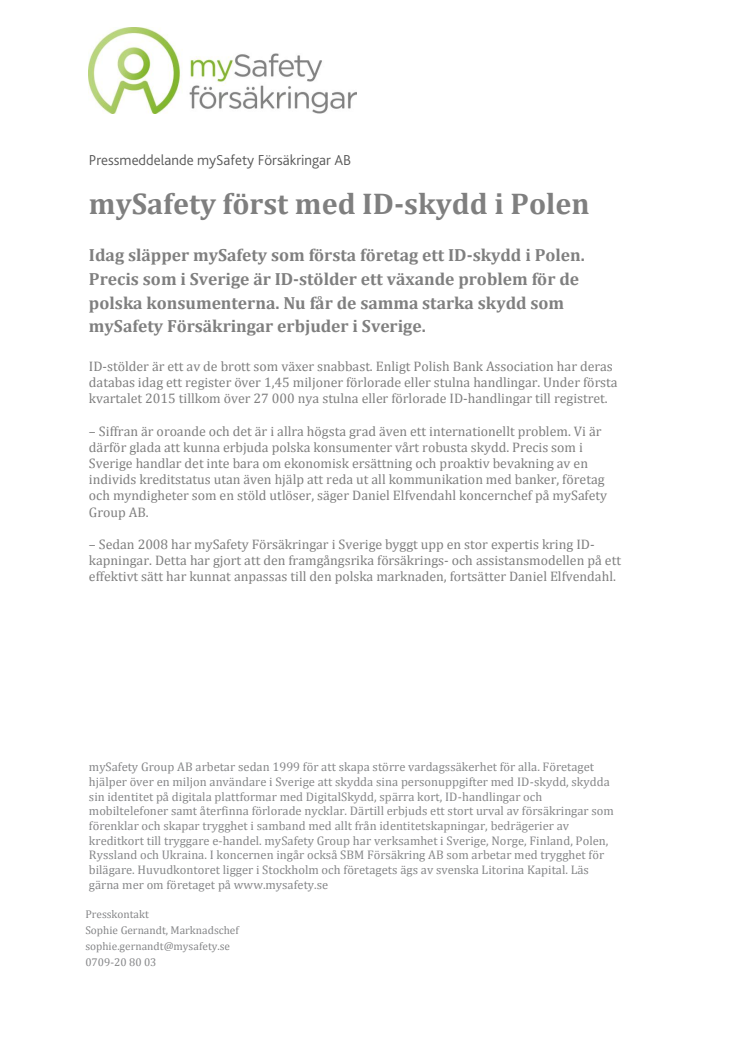 mySafety först med ID-skydd i Polen