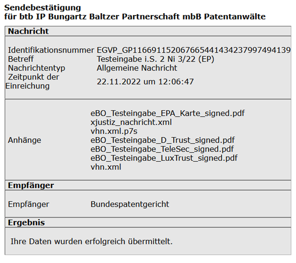 Sendebestätigung