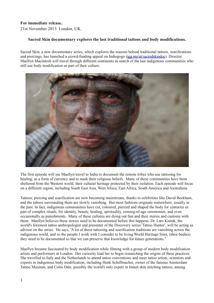 New documentary looks at ancient forms of tattooing