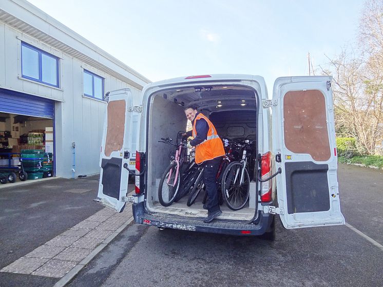 Natalie Parker delivering bikes to SCDA