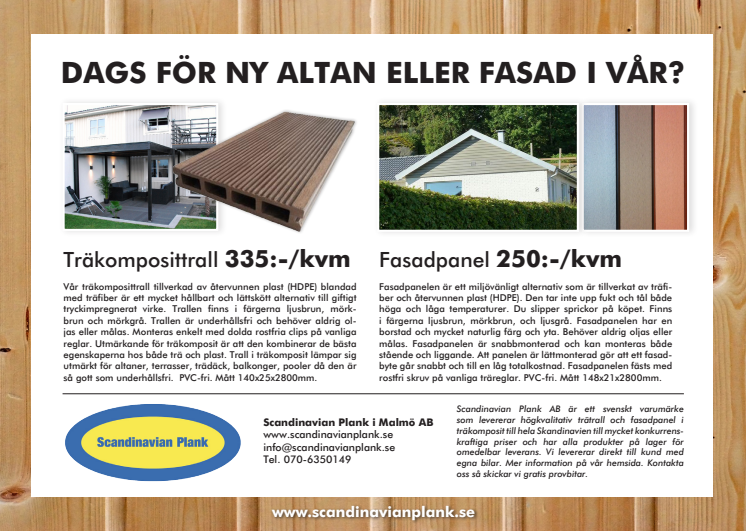 Scandinavian Plank annons 2013