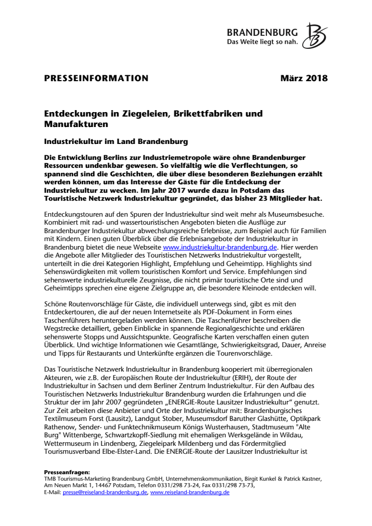 Industriekultur in Brandenburg: Entdeckungen in Ziegeleien, Brikettfabriken und Manufakturen 