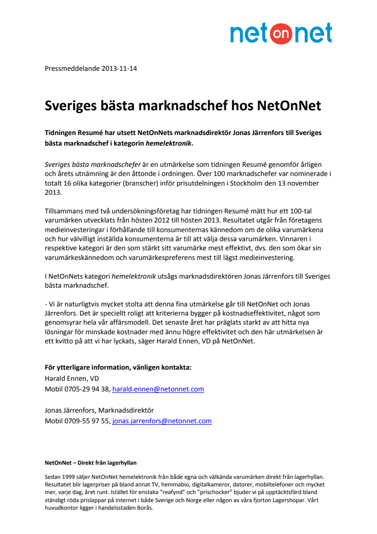 Sveriges bästa marknadschef hos NetOnNet