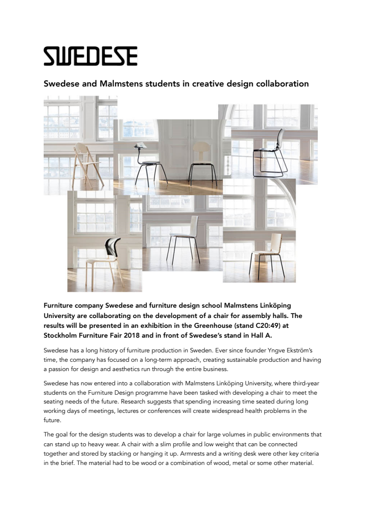 Swedese and Malmstens students in creative design collaboration