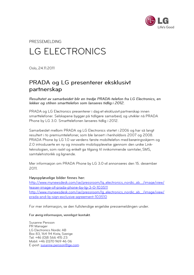 PRADA og LG presenterer eksklusivt partnerskap