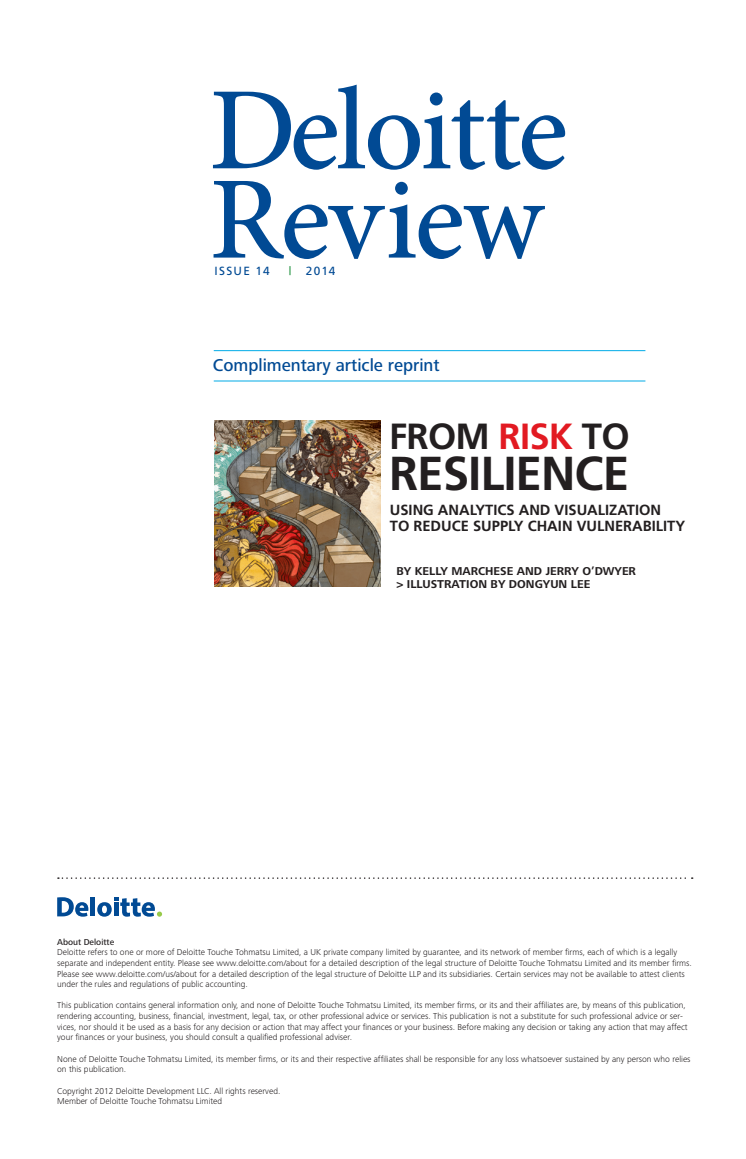 From Risk to Resilience: Using analytics and visualization to reduce supply chain vulnerability