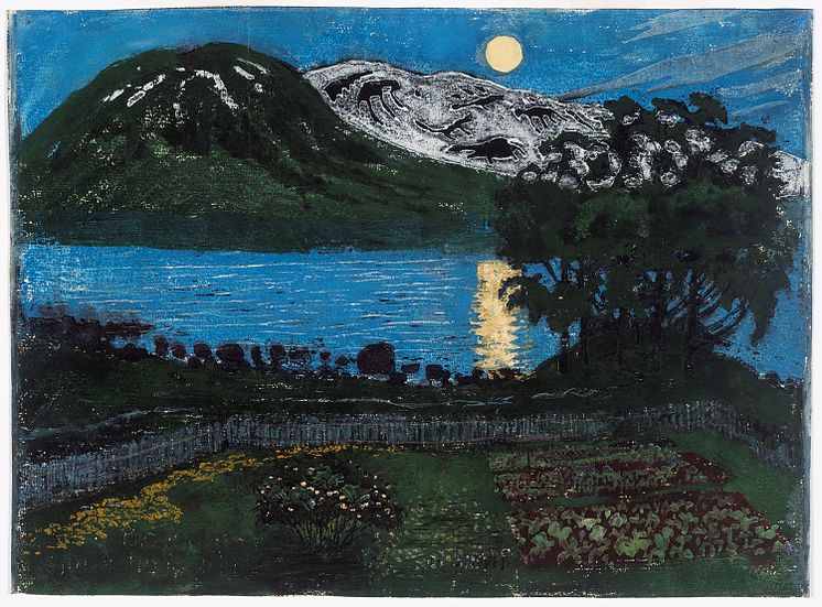 Nikolai Astrup, Majmånen, 1908. Färgträsnitt, 18.9 × 26 cm. KODE Kunstmuseer og komponisthjem, Bergen och Sparebankstiftelsen DNB, Oslo. 