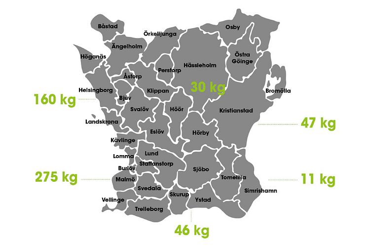 Karta över läkemedelsutsläpp i Skåne