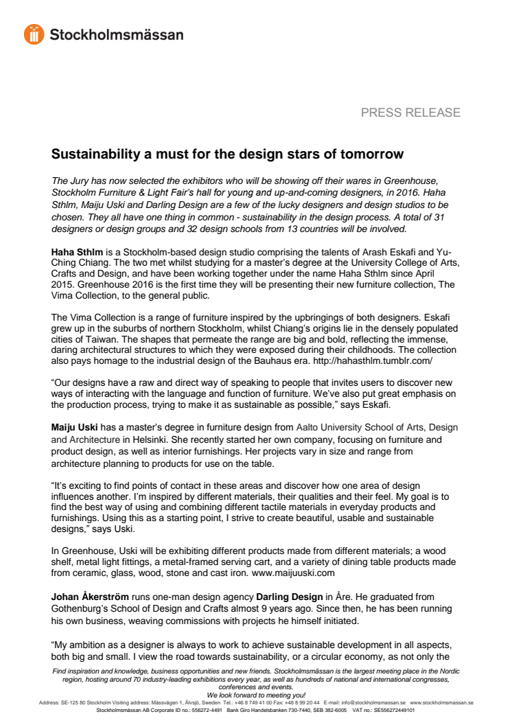 Sustainability a must for the design stars of tomorrow