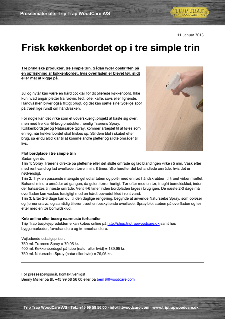 Frisk køkkenbordet op i tre simple trin