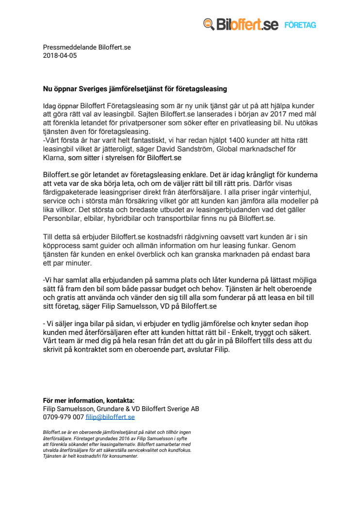 Ny jämförelsesajt för företagsleasing