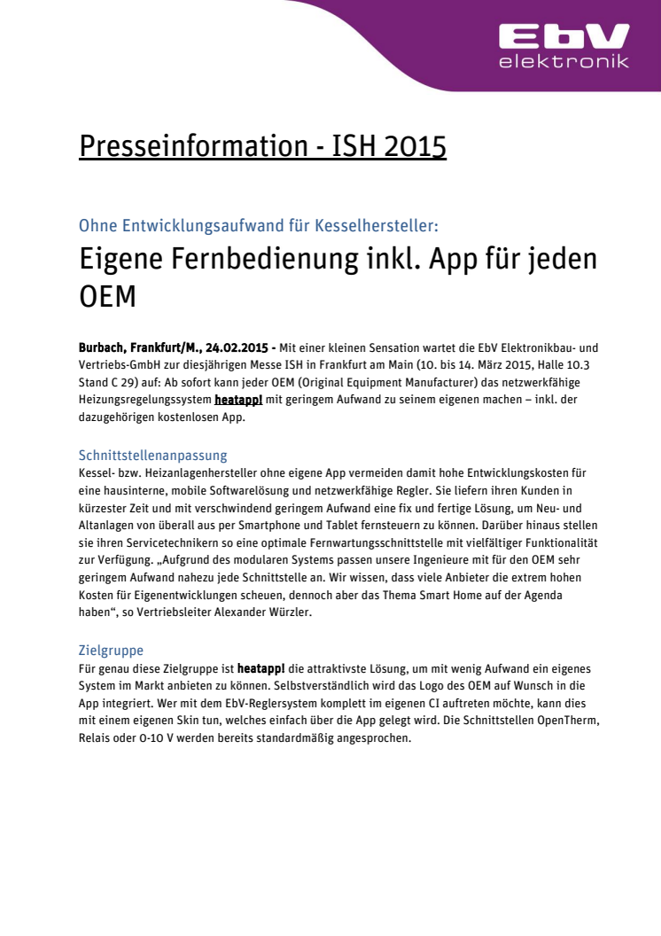 Ohne Entwicklungsaufwand für Kesselhersteller: Eigene Fernbedienung inkl. App für jeden OEM