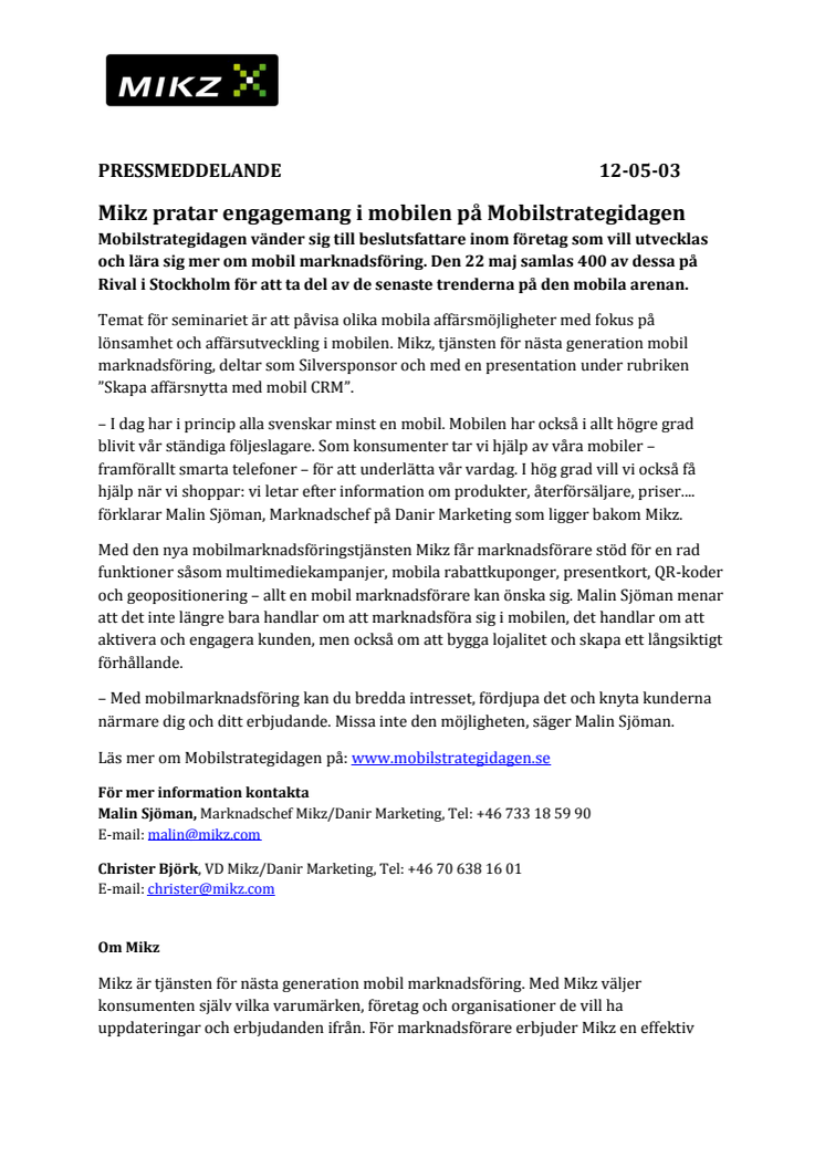 Mikz pratar engagemang i mobilen på Mobilstrategidagen