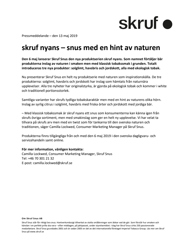 skruf nyans – snus med en hint av naturen