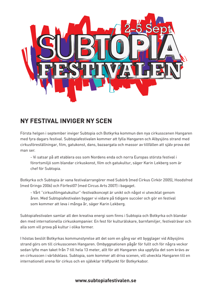 SUBTOPIAFESTIVALEN 2-5 sept.