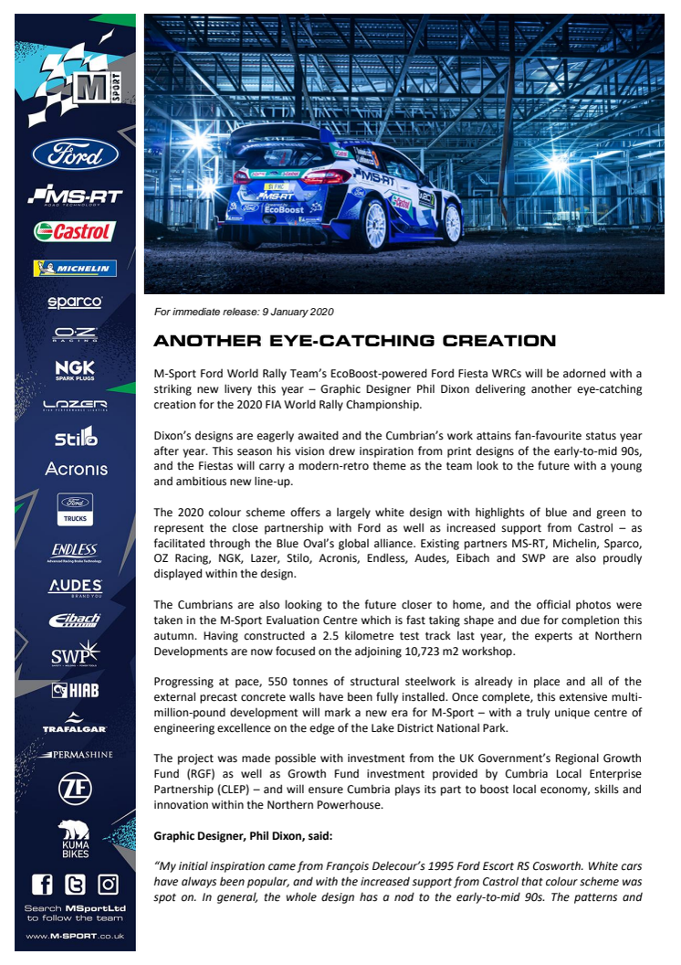 M-Sport Fiesta-WRC lähtee rallin MM-kauteen sinivalkoisin värein