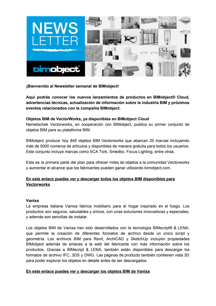 Nuevos objetos BIM disponibles para Vectorworks, Revit, SketchUp y ArchiCAD