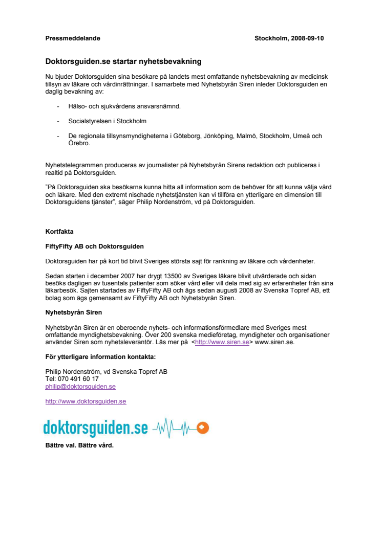 Doktorsguiden.se startar nyhetsbevakning