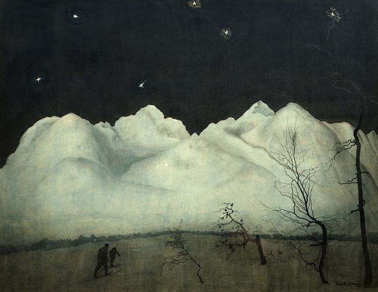 Vinternatt i Rondane,/Winter Night in the Mountains,  olje på lerret, 1914, Harald Sohlberg-