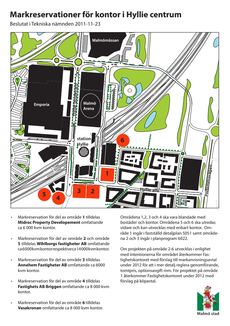 Markreservationer för nya kontorsutvecklare i Hyllie