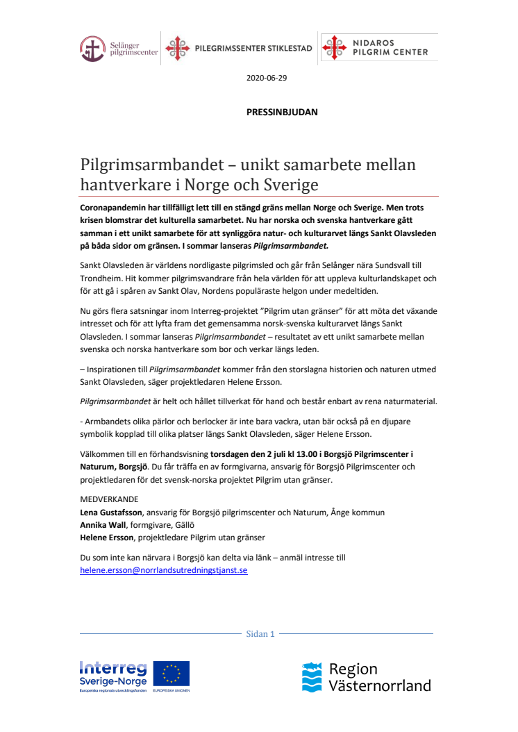 Pilgrimsarmbandet, ett unikt samarbete mellan hantverkare i Norge och Sverige