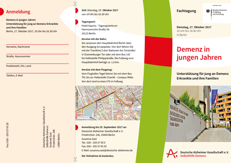 Veranstaltungsflyer zur Tagung "Demenz in jungen Jahren"