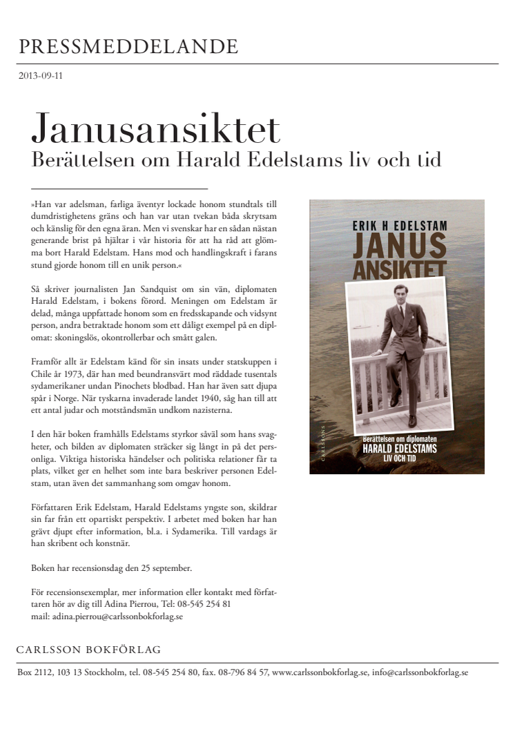 Janusansiktet – Berättelsen om diplomaten Harald Edelstams liv och tid