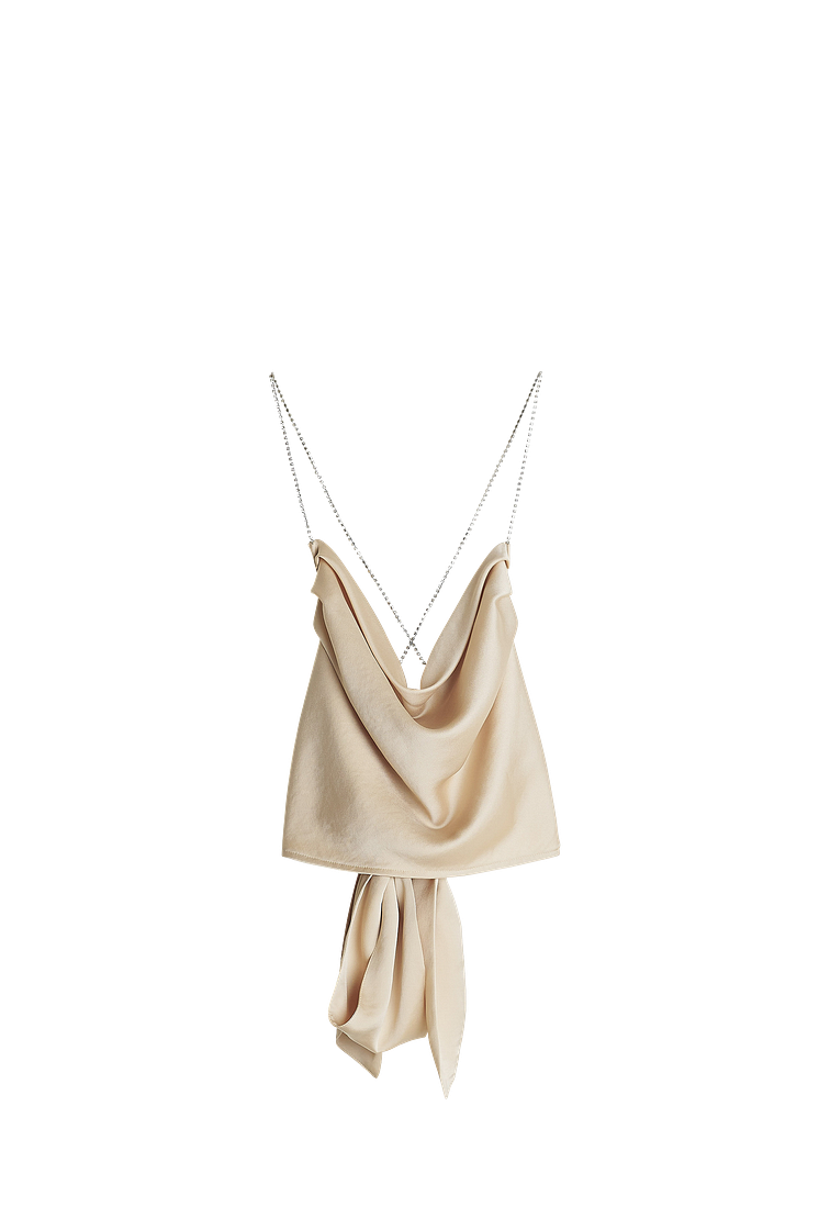 Rhinestone strap singlet - Beige