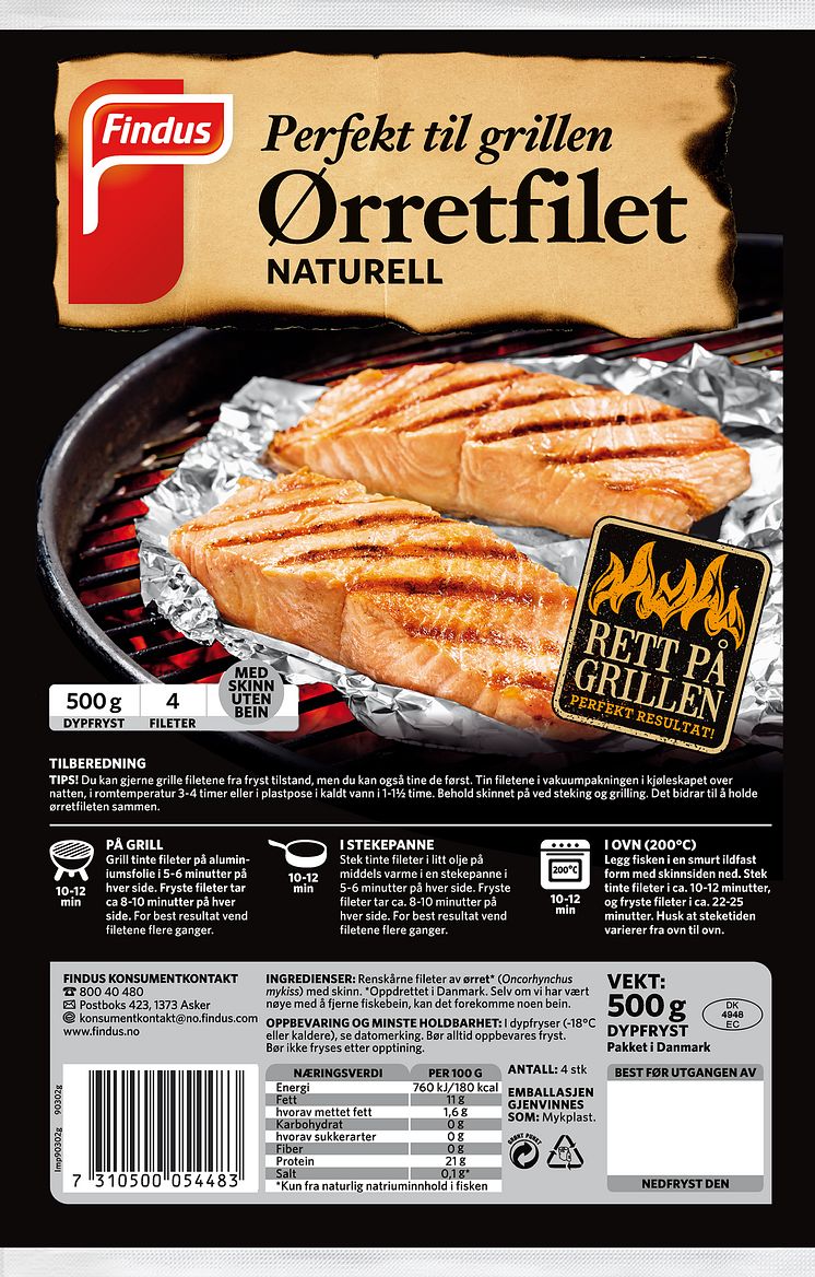 Ørretfilet naturell til grill