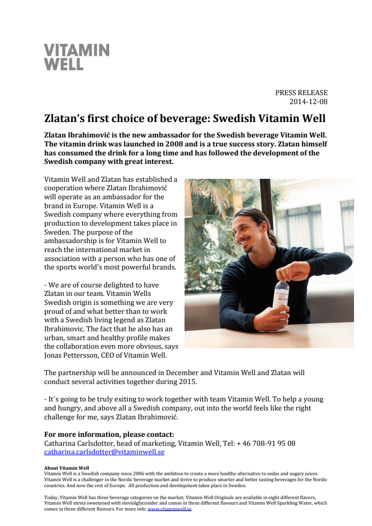 ​Zlatan’s first choice of beverage: Swedish Vitamin Well