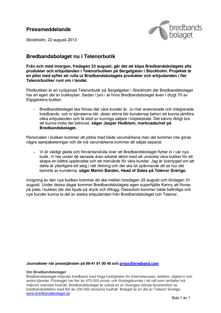 Bredbandsbolaget nu i Telenorbutik