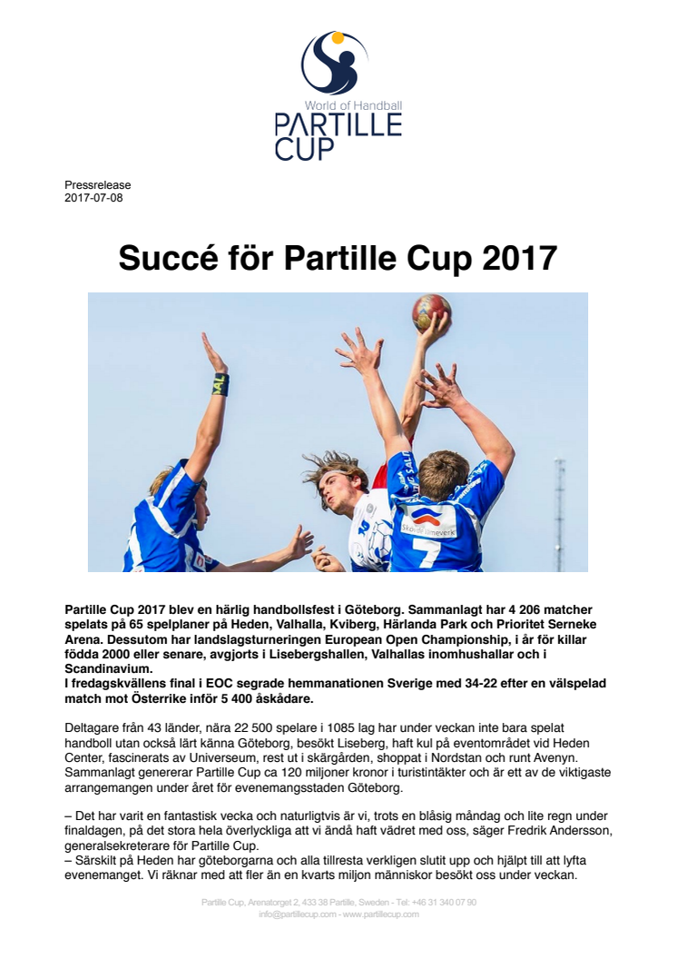 Succé för Partille Cup 2017